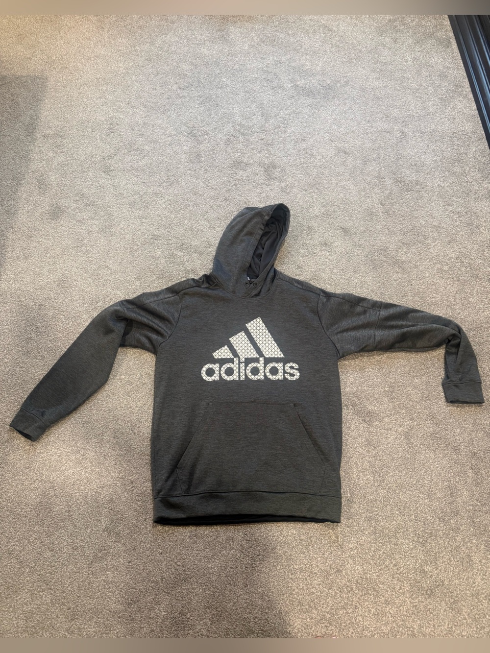 adidas Men's Dark Gray Pullover Hoodie with Logo
